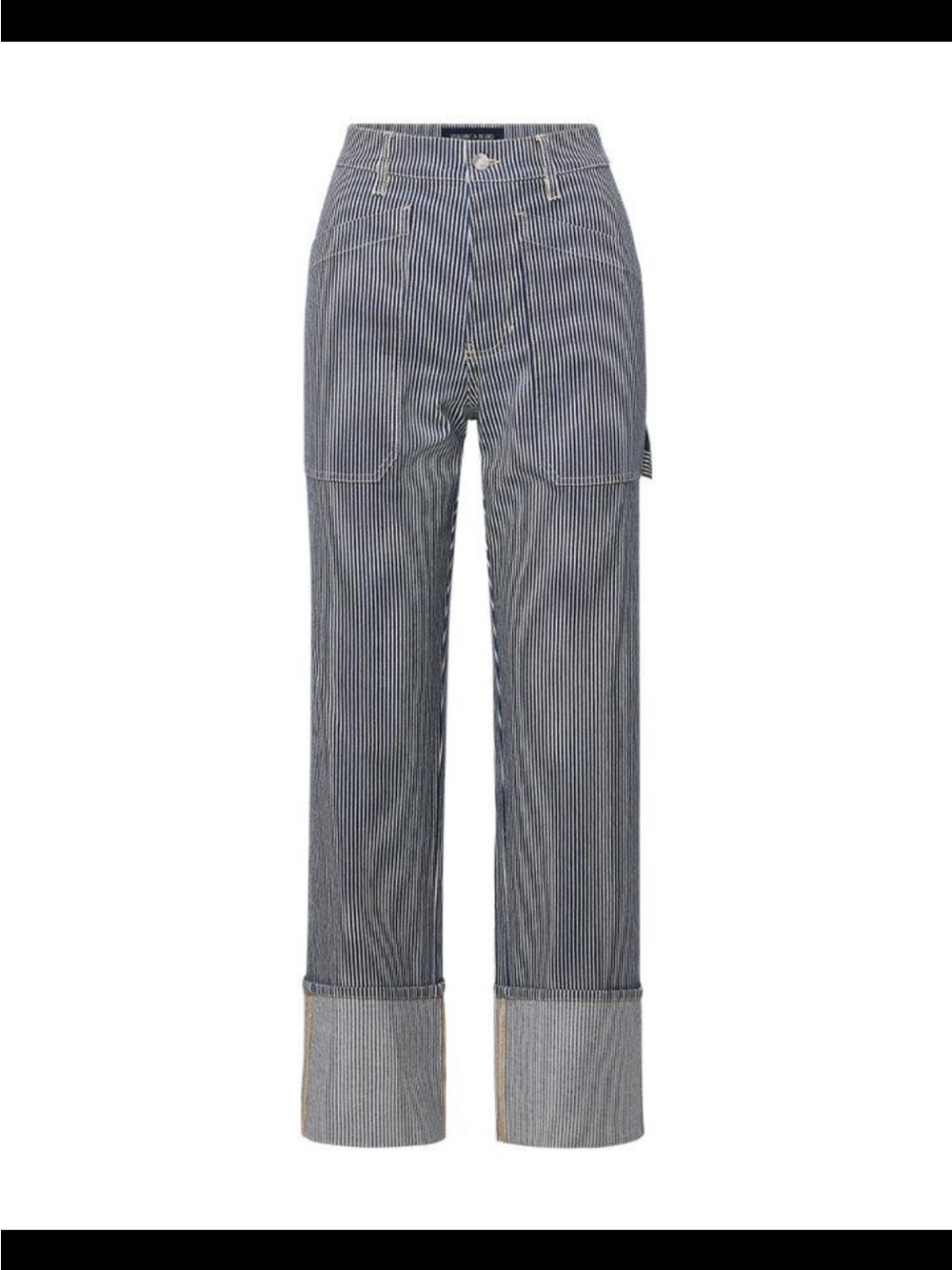 Veronica Beard Striped Straight-Leg Jeans - Blue & White